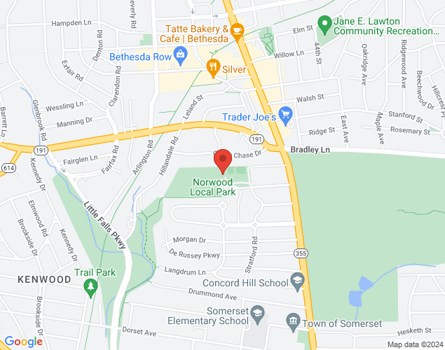Map showing location at 4700 Norwood Dr, Bethesda, MD