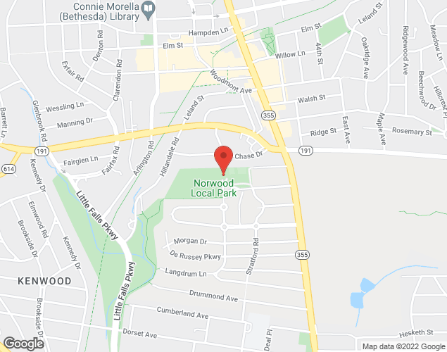 Map showing location at 4700 Norwood Dr., Bethesda, MD