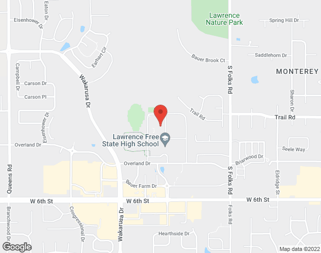 Map showing location at 4706 Overland Drive, Lawrence, KS