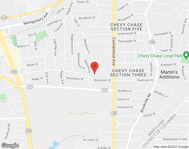 Map showing location at 4015 Rosemary St., Chevy Chase, MD
