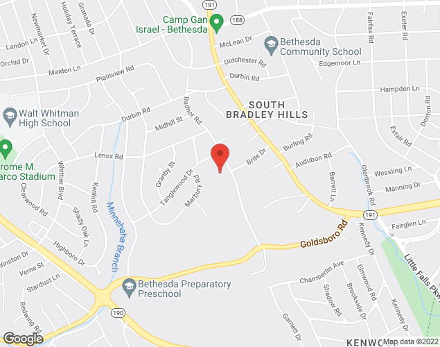 Map showing location at 7000 Radnor Rd., Bethesda, MD
