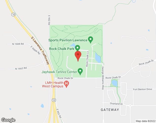 Map showing location at 100 Rock Chalk Lane, Lawrence, KS