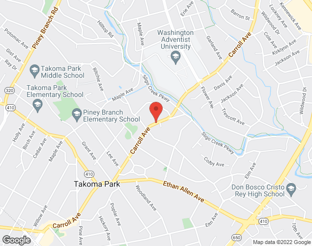 Map showing location at Piney Branch Road south to Carroll Avenue, Takoma Park, MD