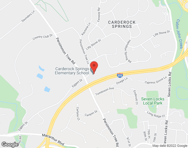 Map showing location at 7401 Persimmon Tree Ln., Bethesda, MD