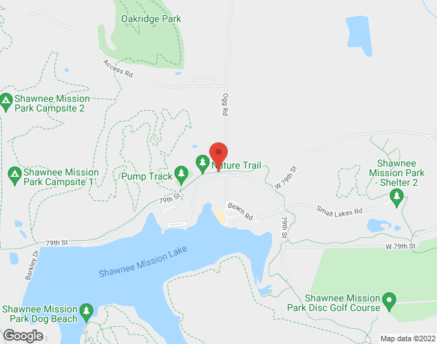 Map showing location at Shawnee Mission Park Tennis Courts, Shawnee, KS