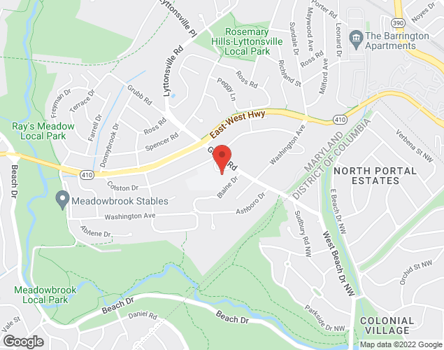 Map showing location at 8330 Grubb Rd, Chevy Chase, MD