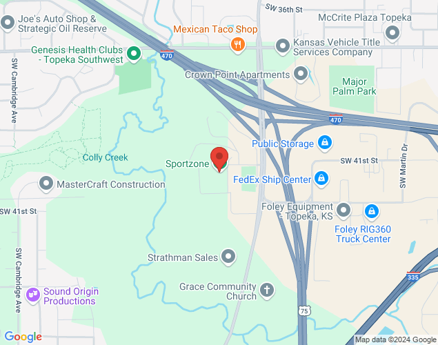 Map showing location at 3909 SW Burlingame Rd., Topeka, KS