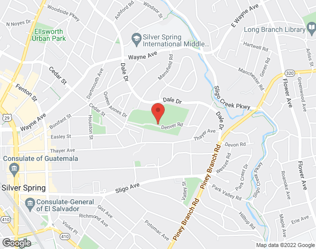 Map showing location at 200 Denver Rd., Silver Spring, MD