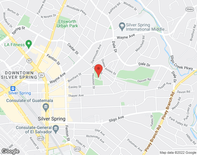 Map showing location at 8501 Houston St., Silver Spring, MD