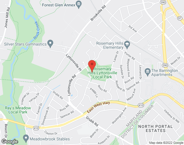 Map showing location at 2450 Lyttonsville Rd, Chevy Chase, MD