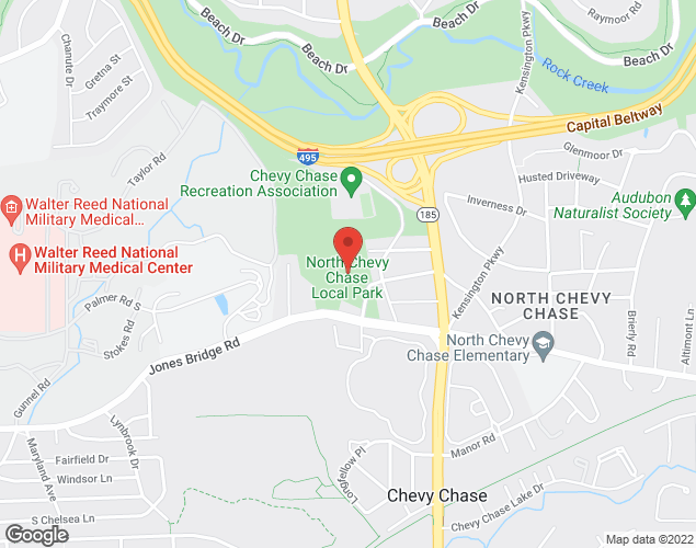 Map showing location at 4105 Jones Bridge Rd., Chevy Chase, MD