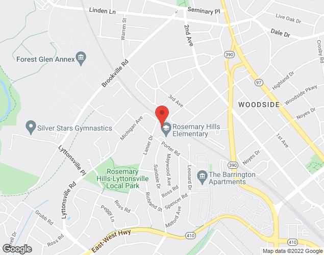 Map showing location at 2111 Porter Rd., Silver Spring, MD