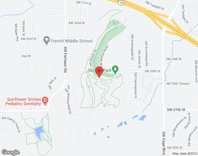 Map showing location at 3511 SW Skyline Pkwy, Topeka, KS