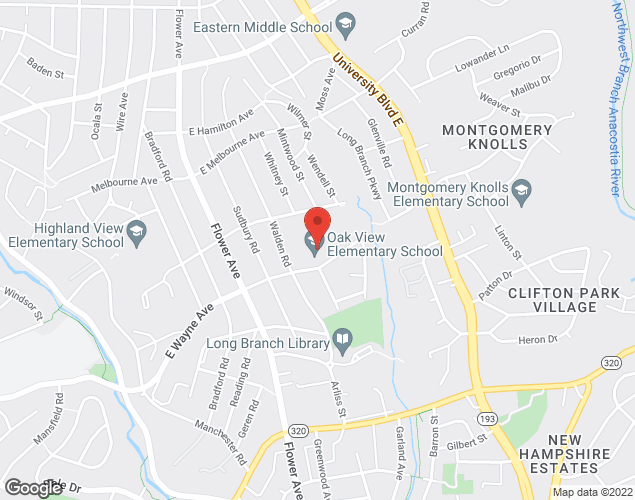 Map showing location at 400 E. Wayne Ave., Silver Spring, MD