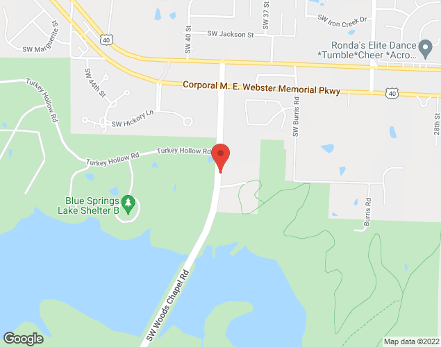 Map showing location at 22807 Woods Chapel Road, Blue Springs, MO