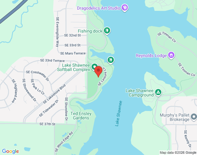 Map showing location at 3421 Southeast Leisure Lane, Topeka, KS