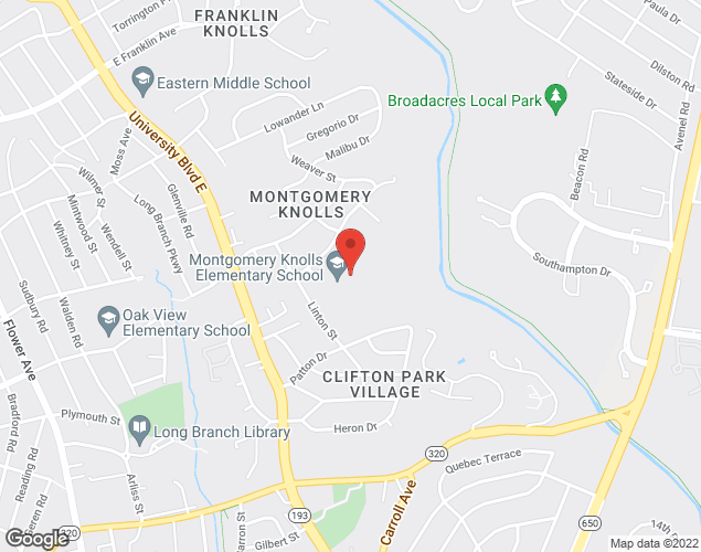 Map showing location at 807 Daleview Dr., Silver Spring, MD