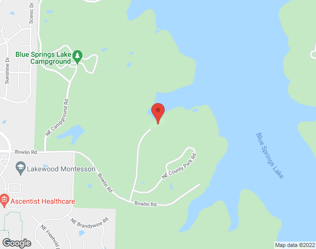 Map showing location at 1500 NE Bowlin Road, Lee's Summit, MO