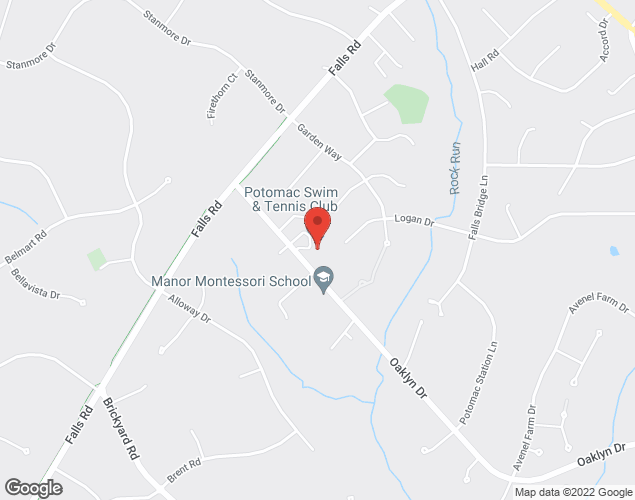 Map showing location at 10551 Oaklyn Dr., Potomac, MD