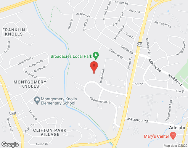 Map showing location at 710 Beacon Rd., Silver Spring, MD