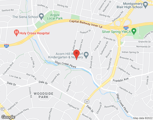 Map showing location at 9500 Brunett Ave, Sliver Spring, MD