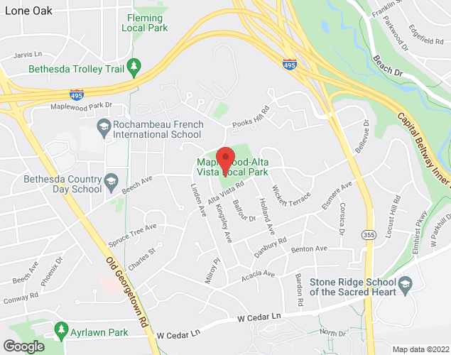 Map showing location at 5209 Alta Vista Rd., Bethesda, MD
