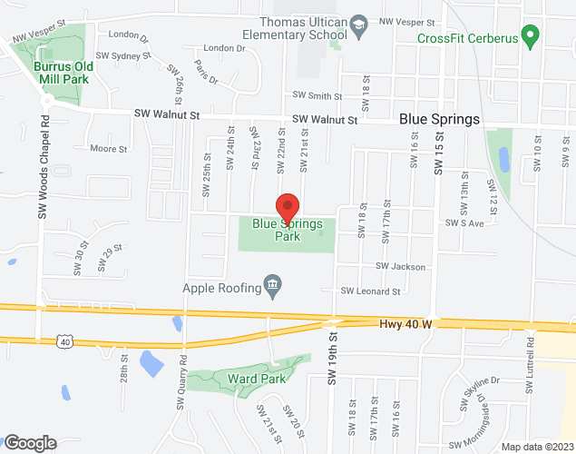 Map showing location at 2204 SW S Ave, Blue Springs, MO
