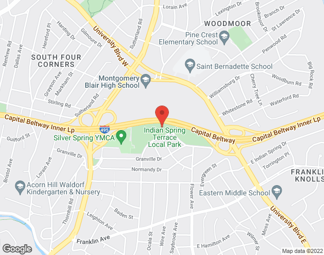 Map showing location at 9717 Lawndale Dr, Silver Spring, MD