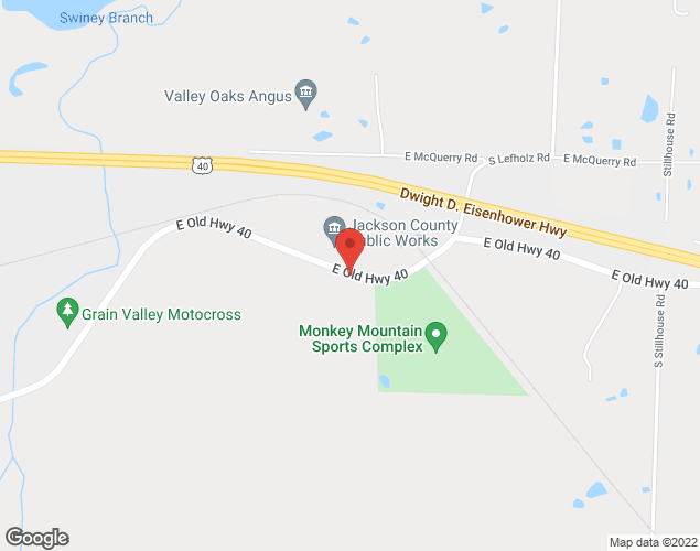 Map showing location at 35007 E Old Hwy 40, Grain Valley, MO