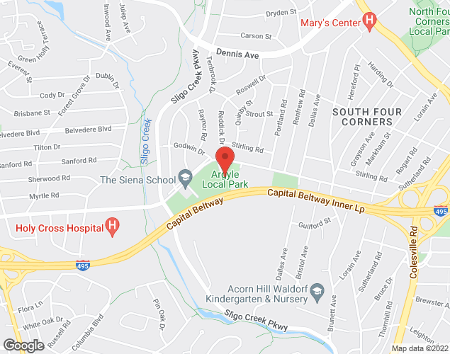 Map showing location at 1030 Forest Glen Rd., Silver Spring, MD