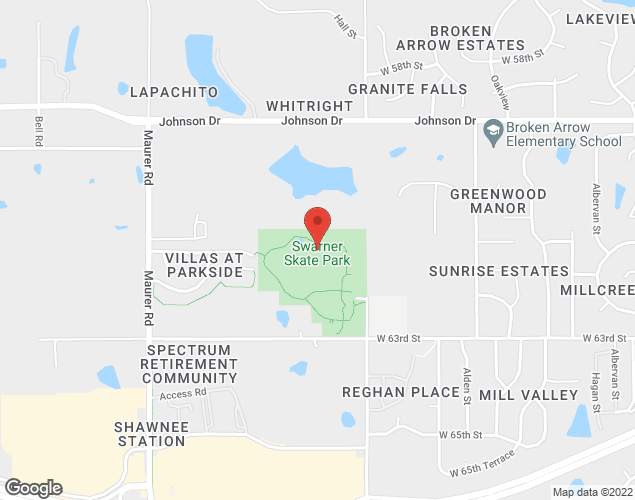 Map showing location at Swarner Park, Shawnee, 