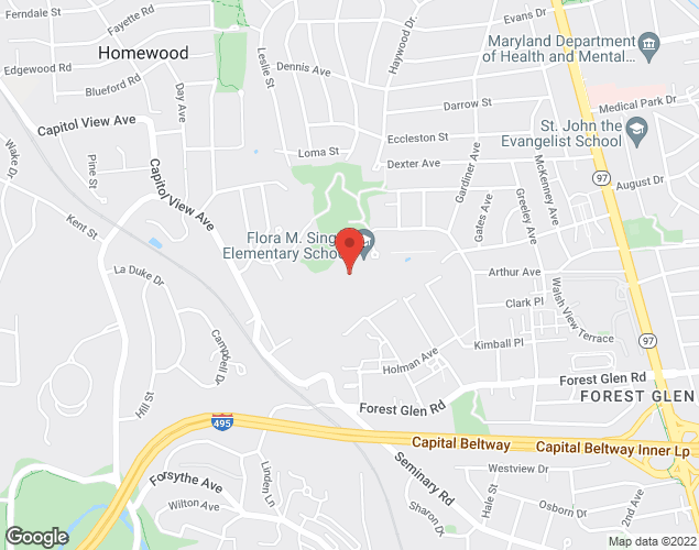 Map showing location at 2600 Hayden Dr, Silver Spring, MD