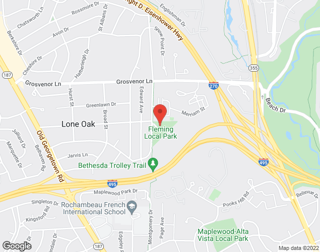 Map showing location at 9929 FLeming Ave, Bethesda, MD
