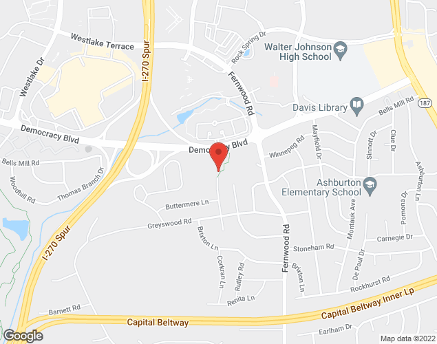 Map showing location at 9925 Harrogate Rd, Bethesda, MD