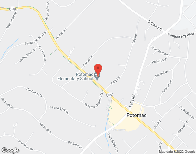 Map showing location at 10311 River Rd., Potomac, MD