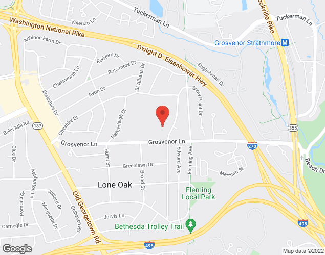Map showing location at 5701 Grosvenor LN, Bethesda, MD