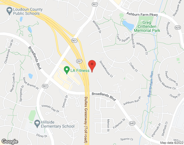 Map showing location at 21335 Shale Ridge Ct, Ashburn, VA