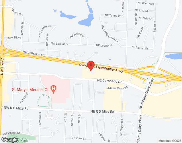 Map showing location at 425 N.E. Mock Ave., Blue Springs, MO