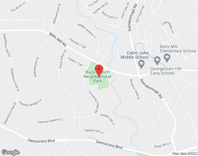 Map showing location at 8704 Bells Mill Rd., Potomac, MD
