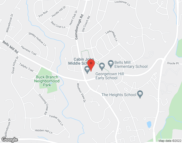 Map showing location at 10701 Gainsborough Rd., Potomac, MD