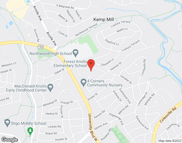 Map showing location at 10830 Eastwood Ave, Silver Spring, MD