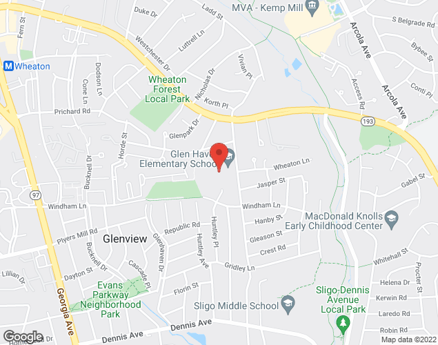 Map showing location at 10900 Inwood Ave, SILVER SPRING, MD