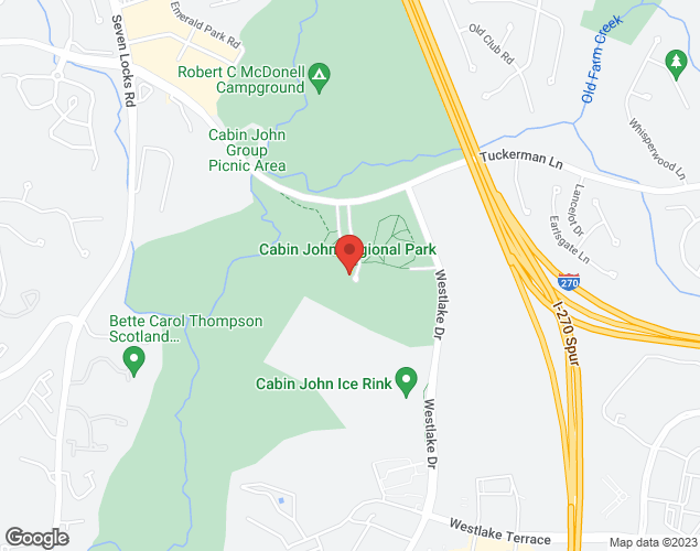 Map showing location at 7400 Tuckerman Lane, Bethesda, MD