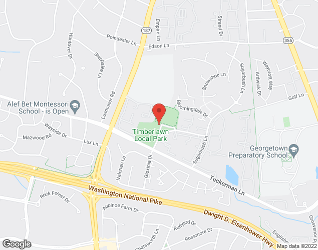 Map showing location at 10800 GLOXINIA DR, BETHESDA, MD
