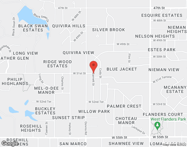 Map showing location at 11111 51st Street, Shawnee, KS