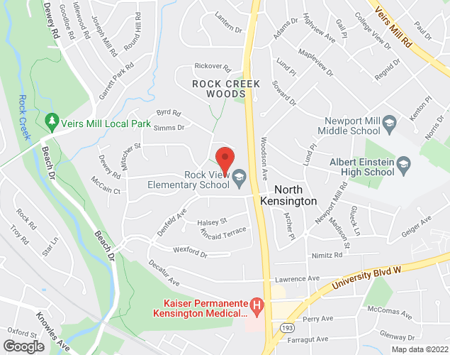 Map showing location at 3901 Denfield Ave, Kensington, MD