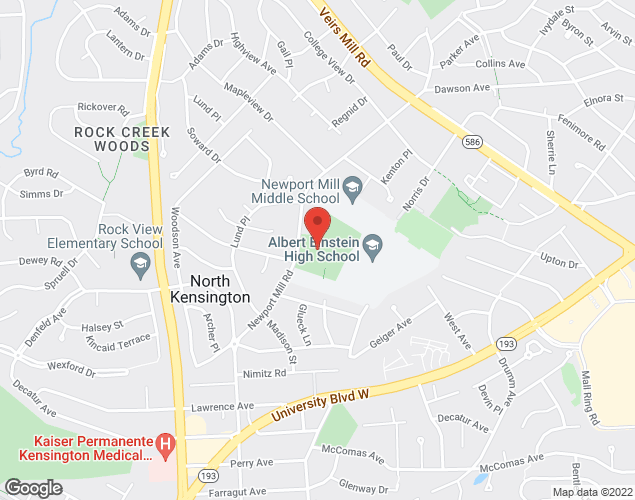 Map showing location at 11201 Newport Mill Rd., Wheaton, MD