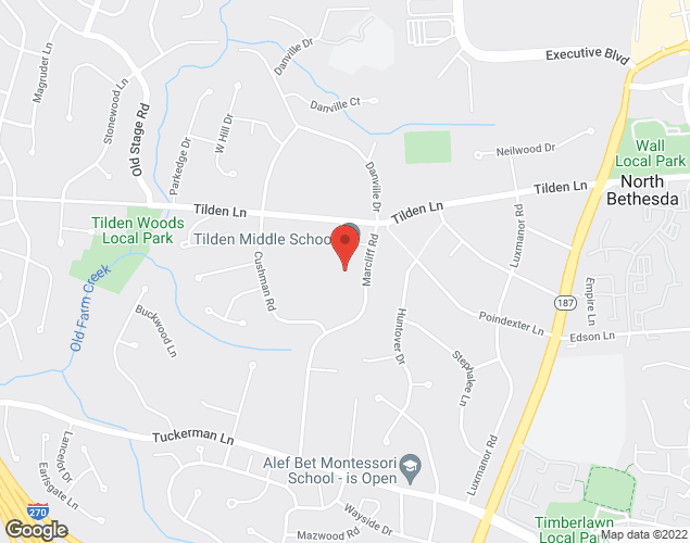 Map showing location at 6300 Tilden Ln., Rockville, MD