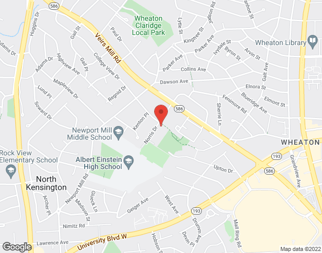 Map showing location at 11321 Norris Dr., Wheaton, MD