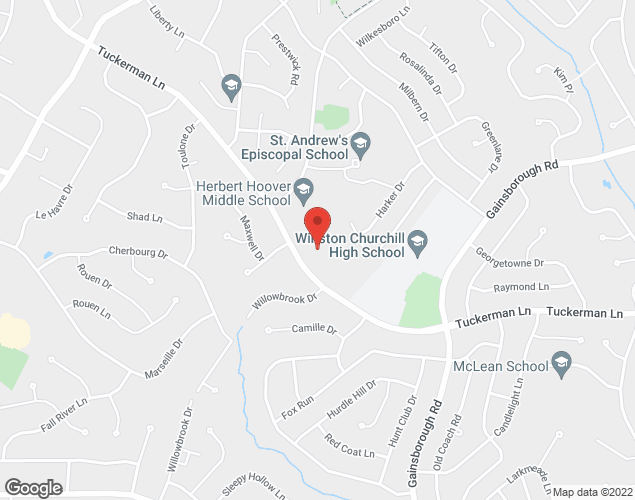 Map showing location at 8810 Postoak Rd, Potomac, MD